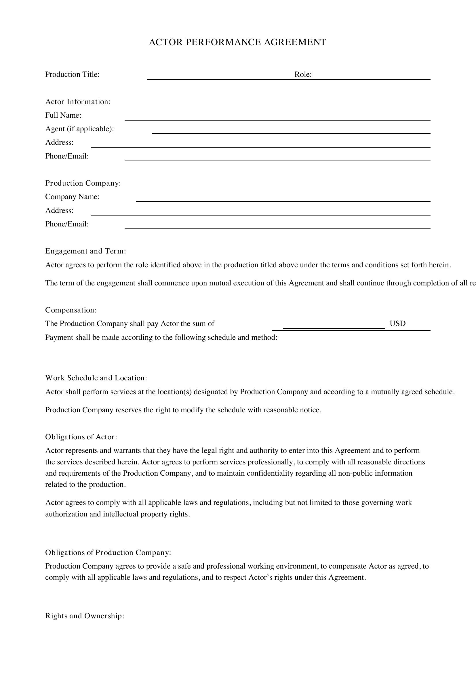 Actor Contract Template