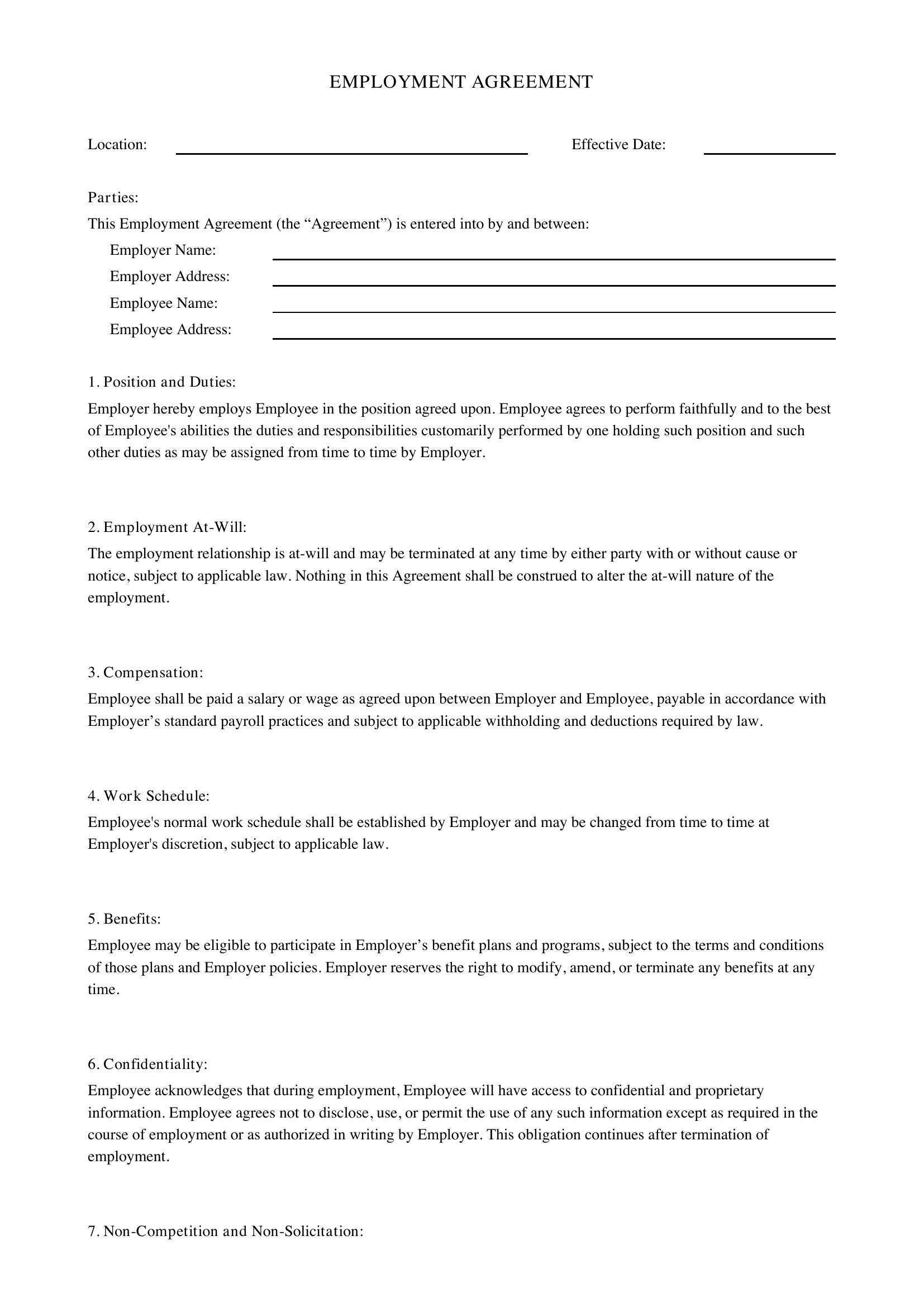 Employment Contract Template Texas