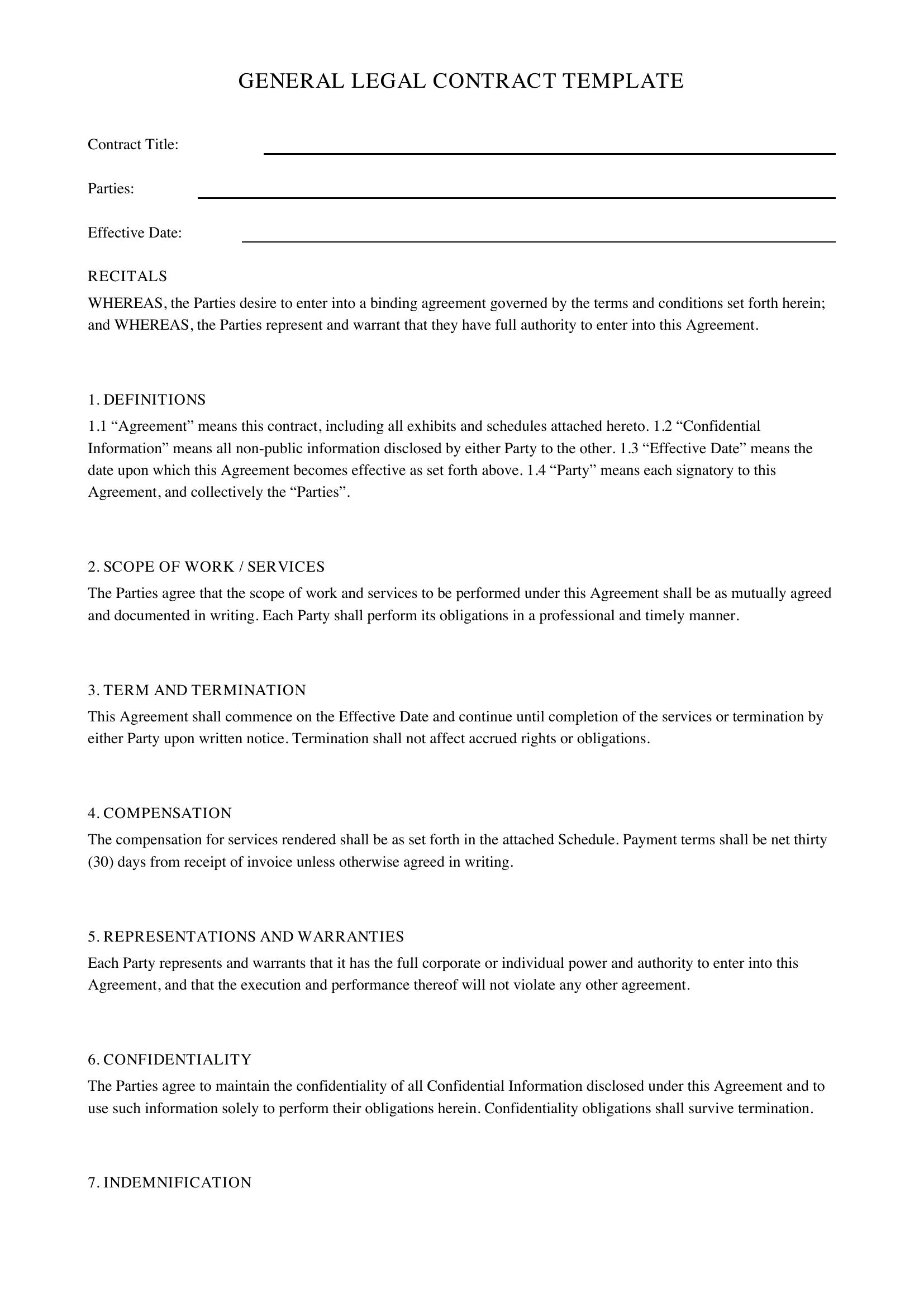 Legal Contract Template