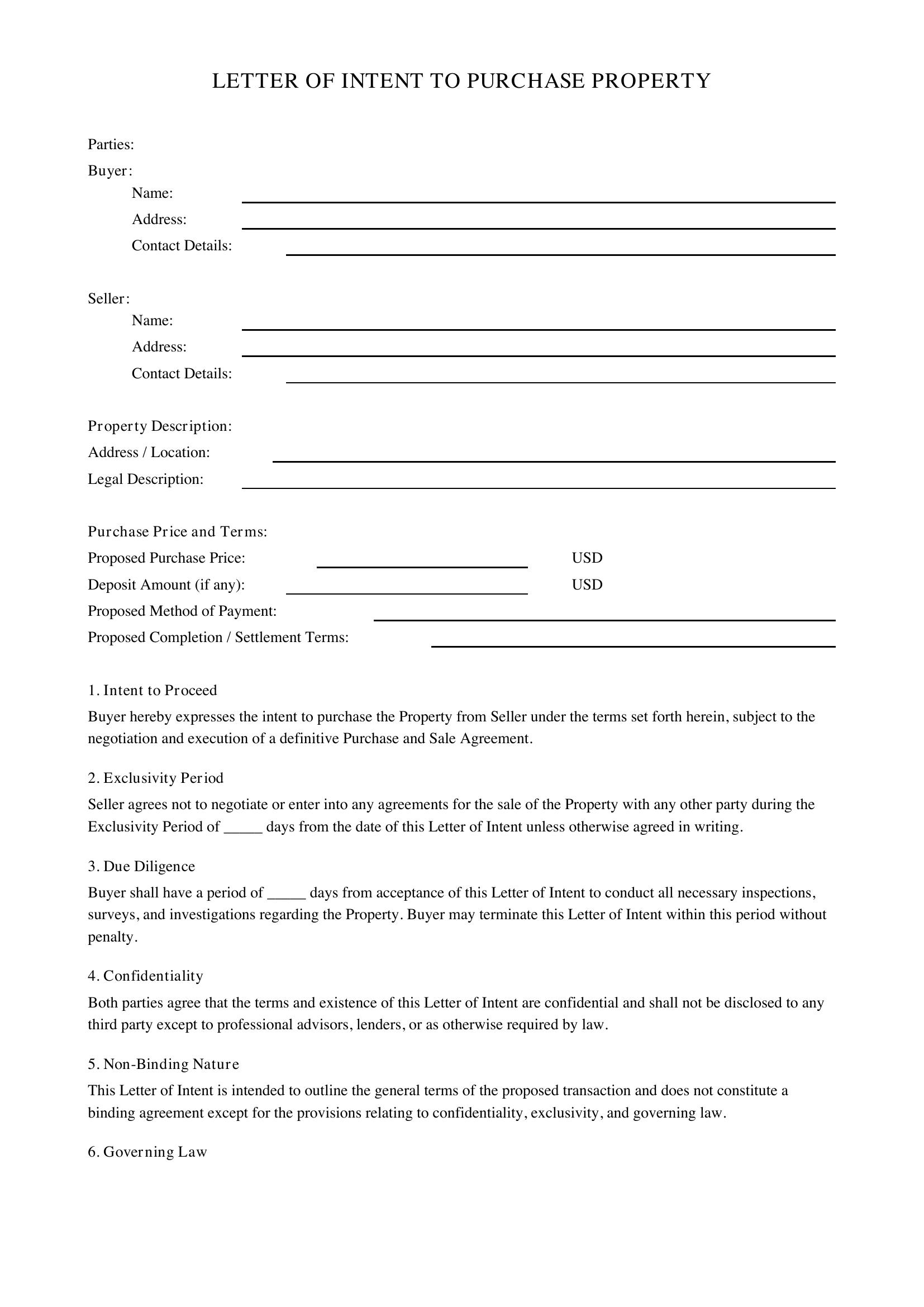 Letter Of Intent Template Uk