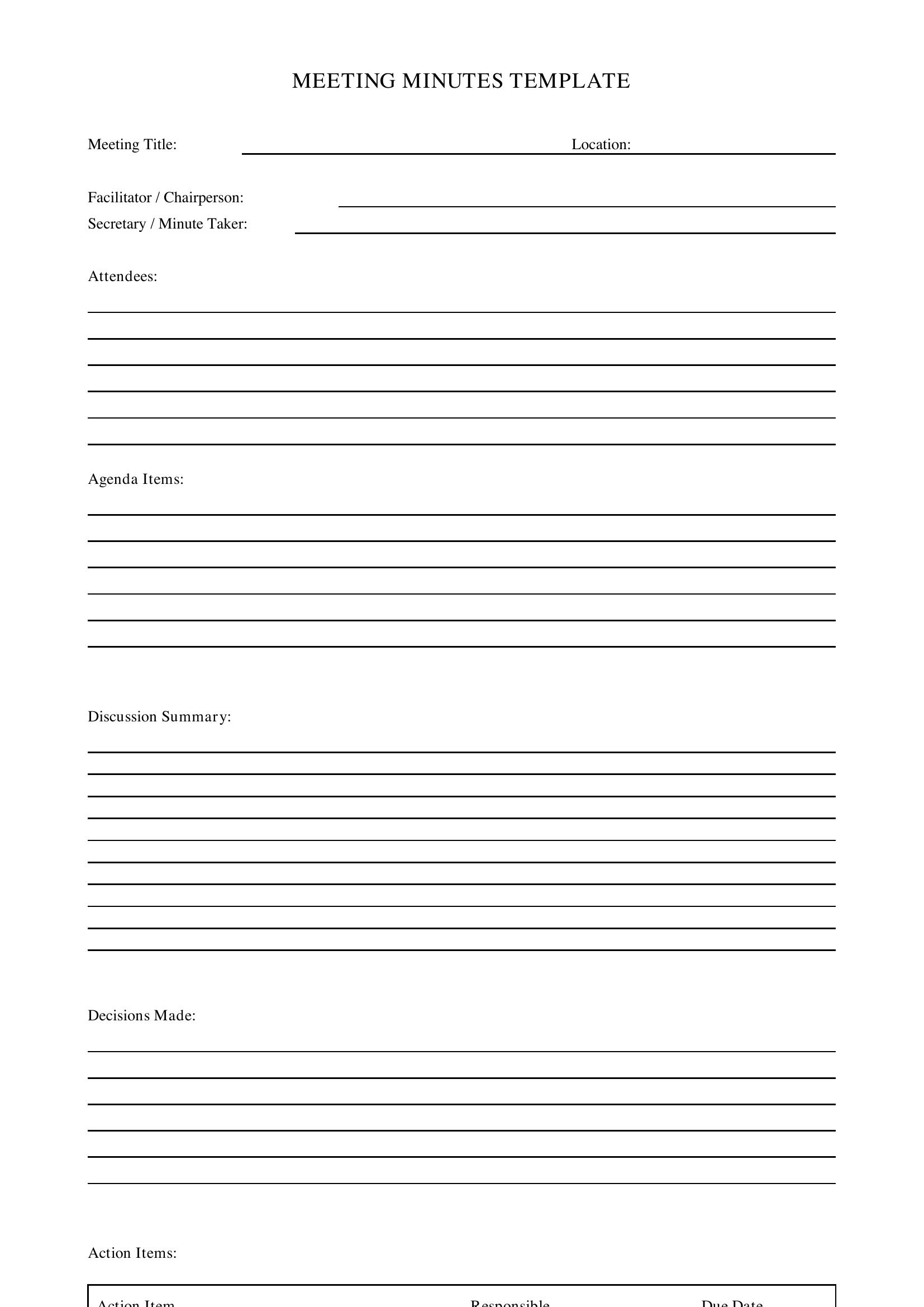Meeting Minutes Template