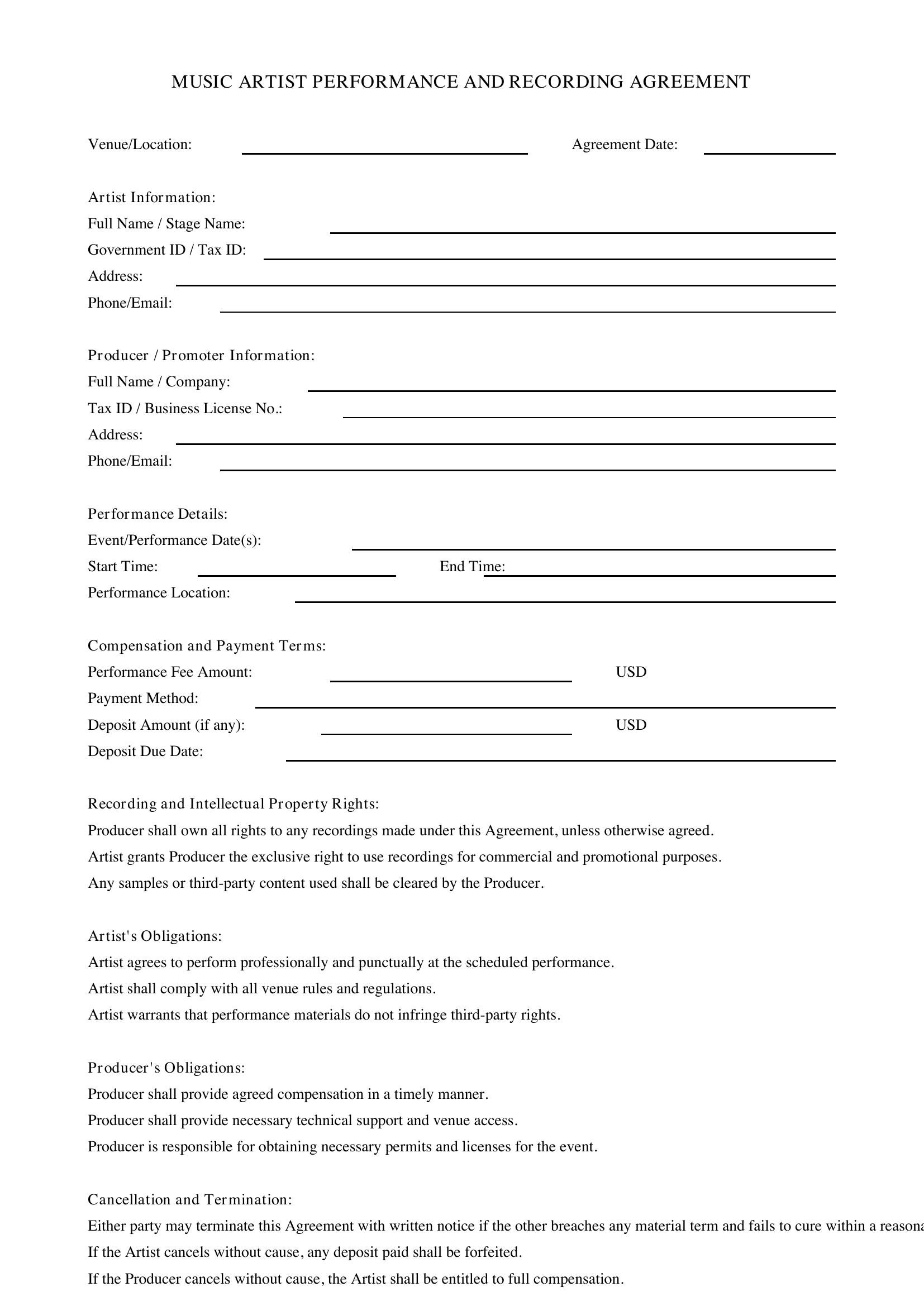 Music Contract Template