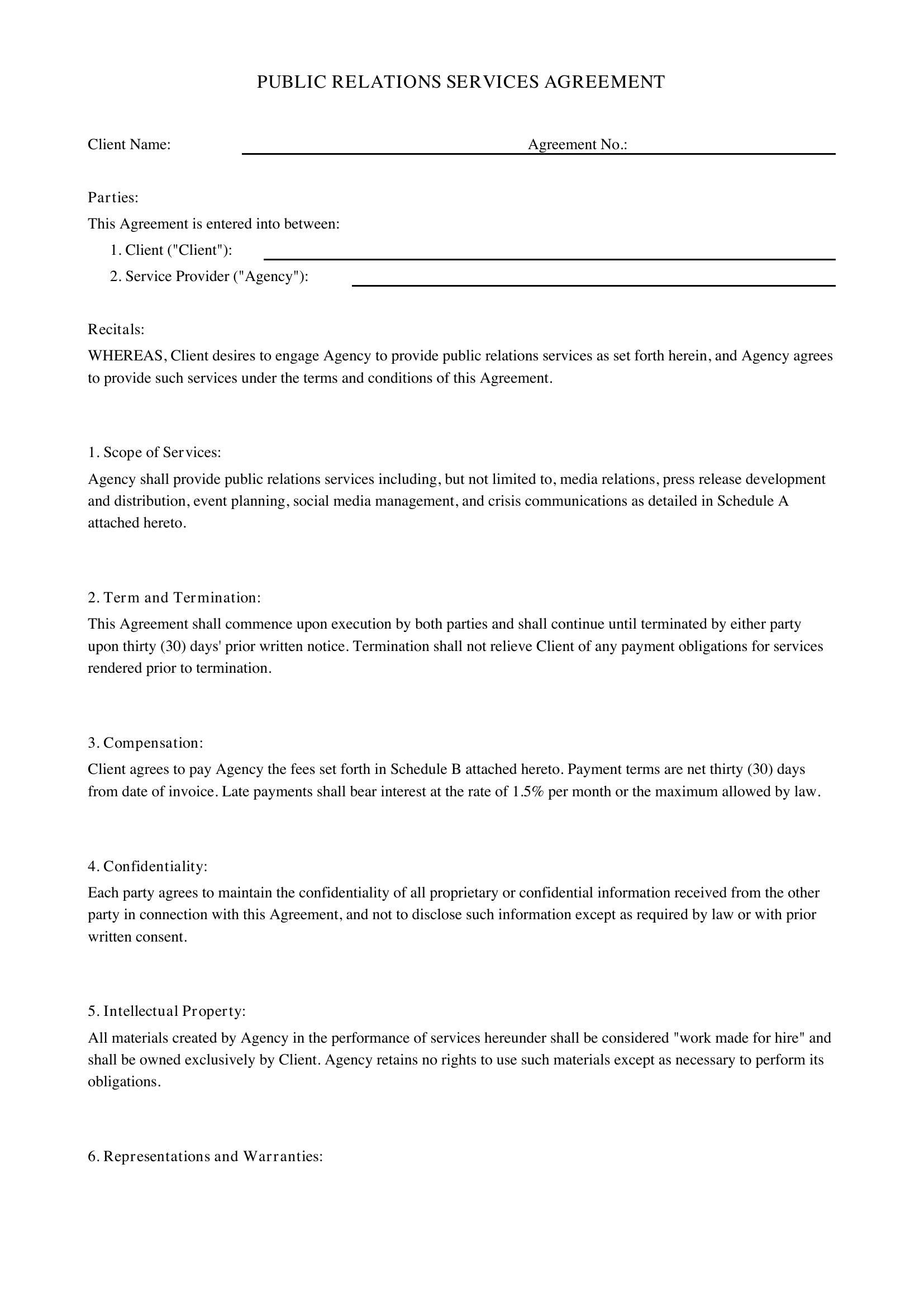 Pr Contract Template
