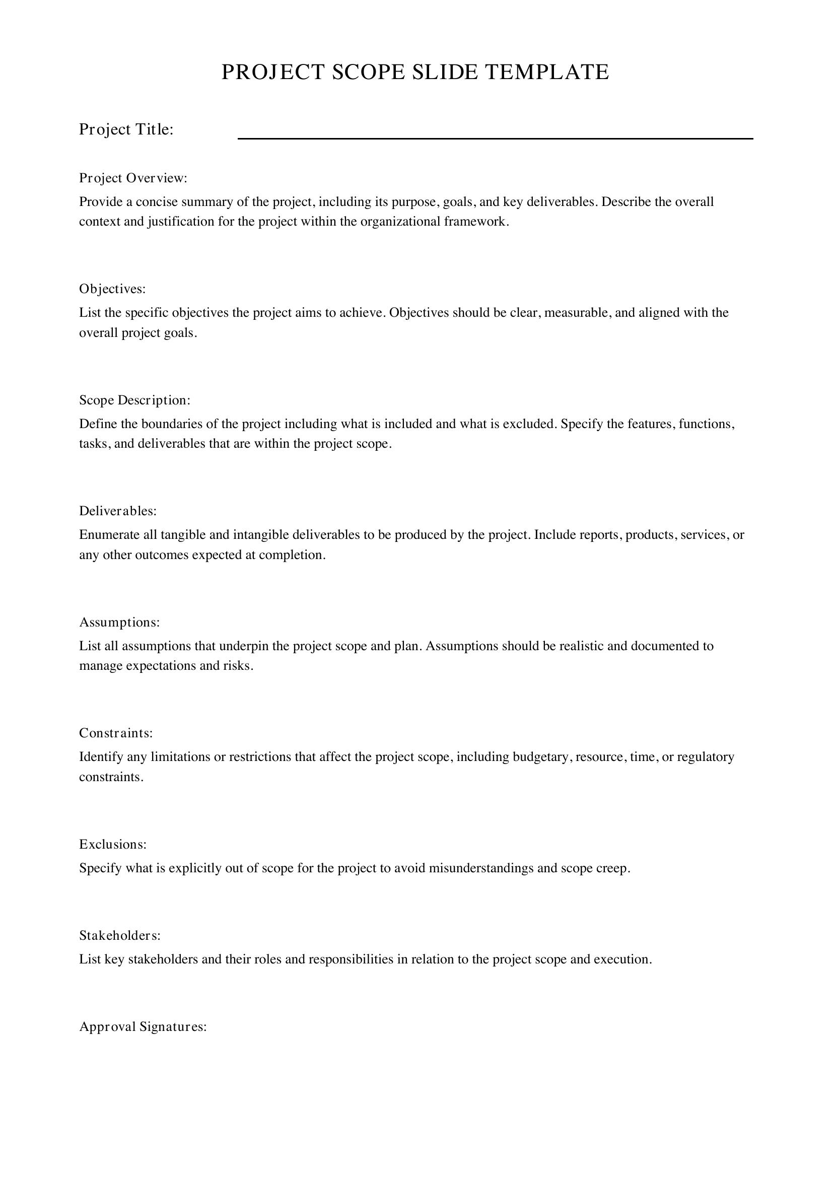 Project Scope Slide Template