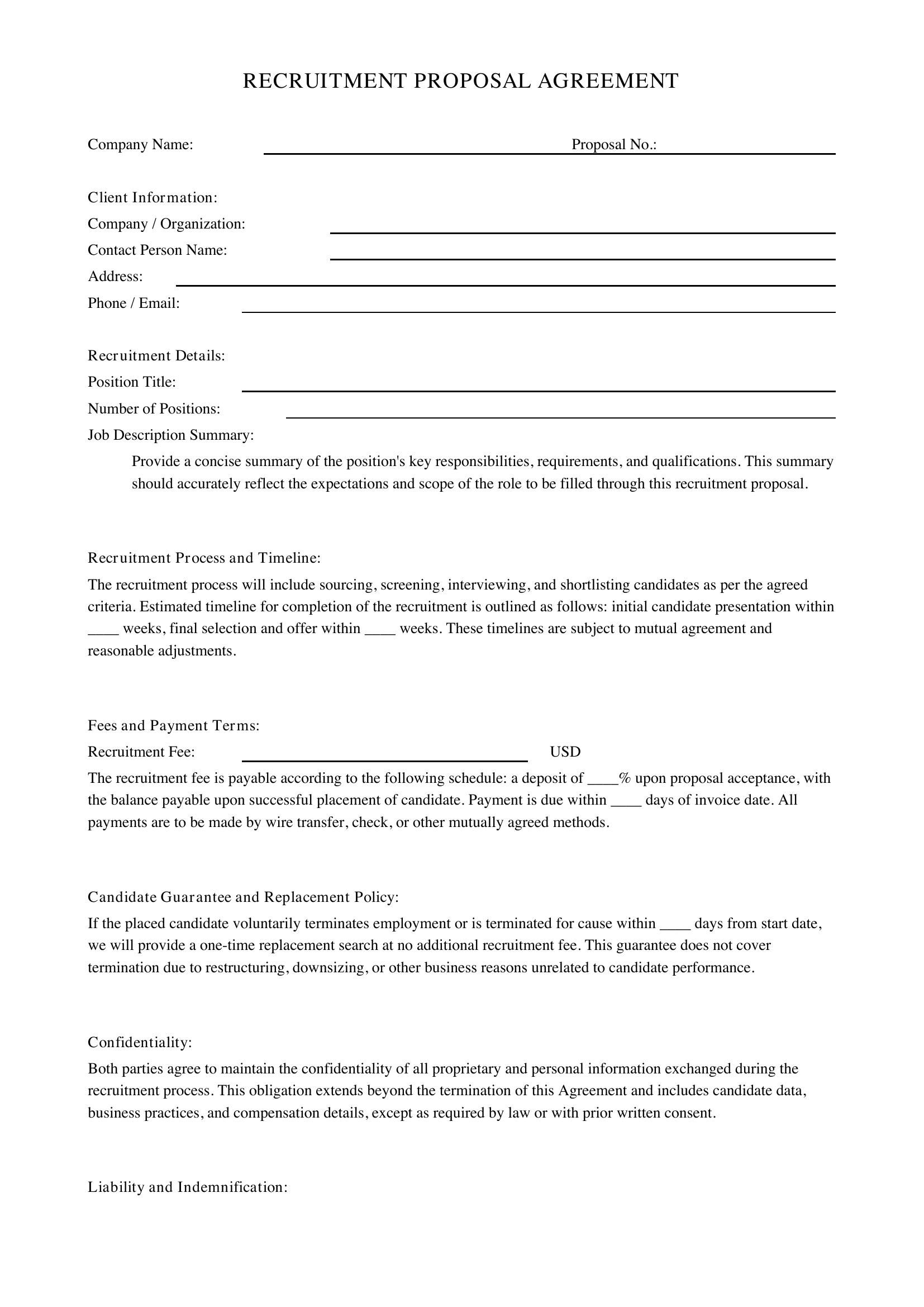 Recruitment Proposal Template