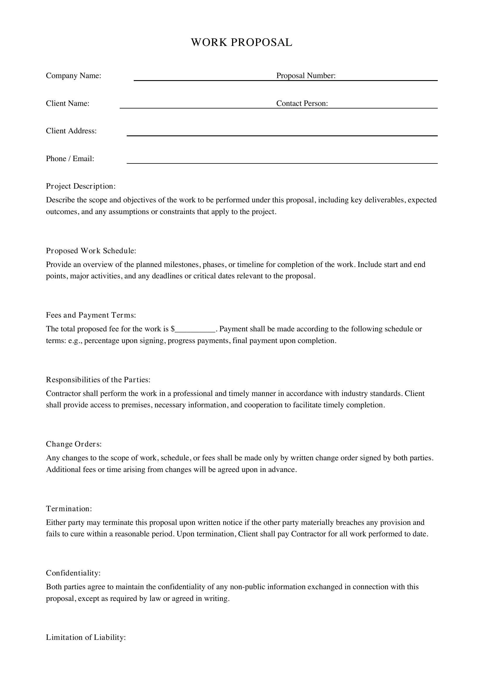 Work Proposal Template